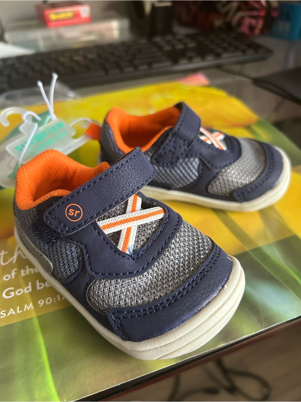 Stride Rite Navy and Orange Baby Walker Sneakers